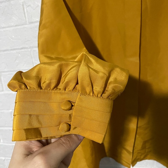Worthington Vintage 80s Mustard Yellow Button Up Blouse - Picture 6 of 10